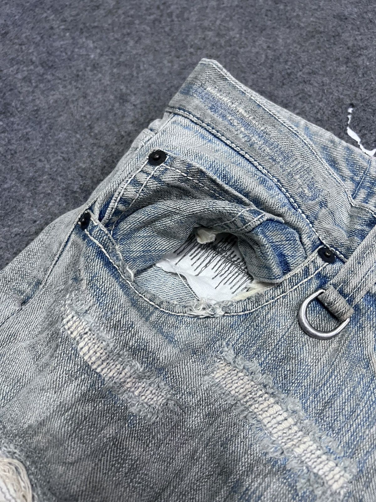 Other FLARED💥 Y2K THRASHED COAL BLACK PATCH WORK SALVAGE DENIM Size US 33 - 7 Thumbnail