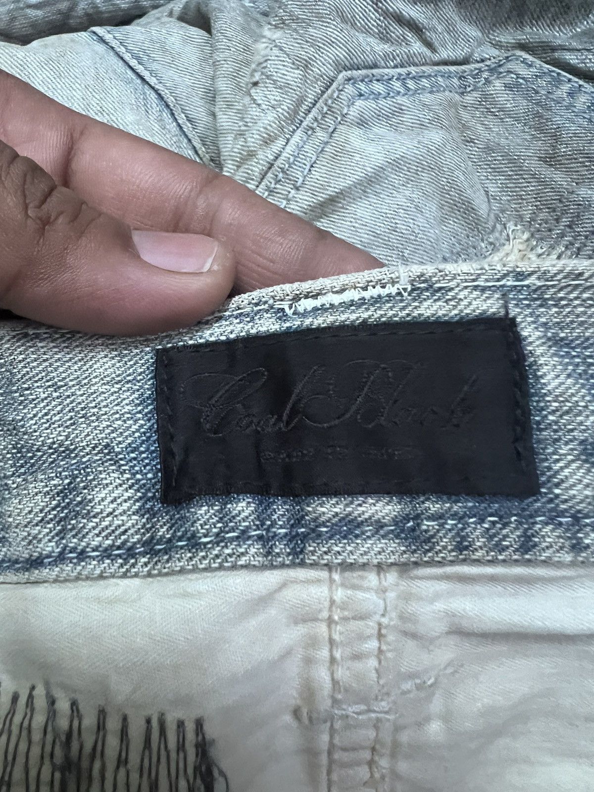 Other FLARED💥 Y2K THRASHED COAL BLACK PATCH WORK SALVAGE DENIM Size US 33 - 11 Thumbnail
