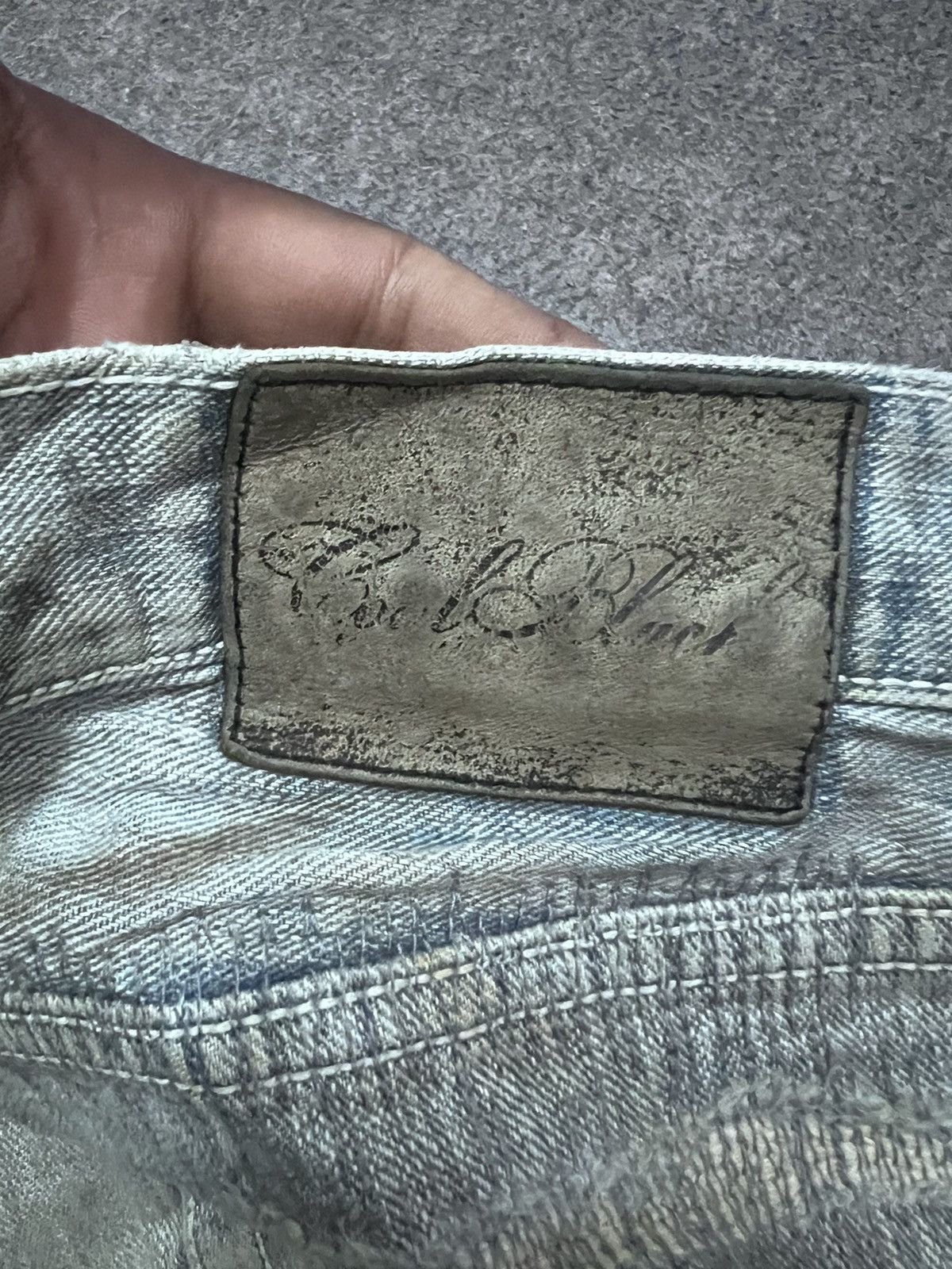 Other FLARED💥 Y2K THRASHED COAL BLACK PATCH WORK SALVAGE DENIM Size US 33 - 10 Thumbnail