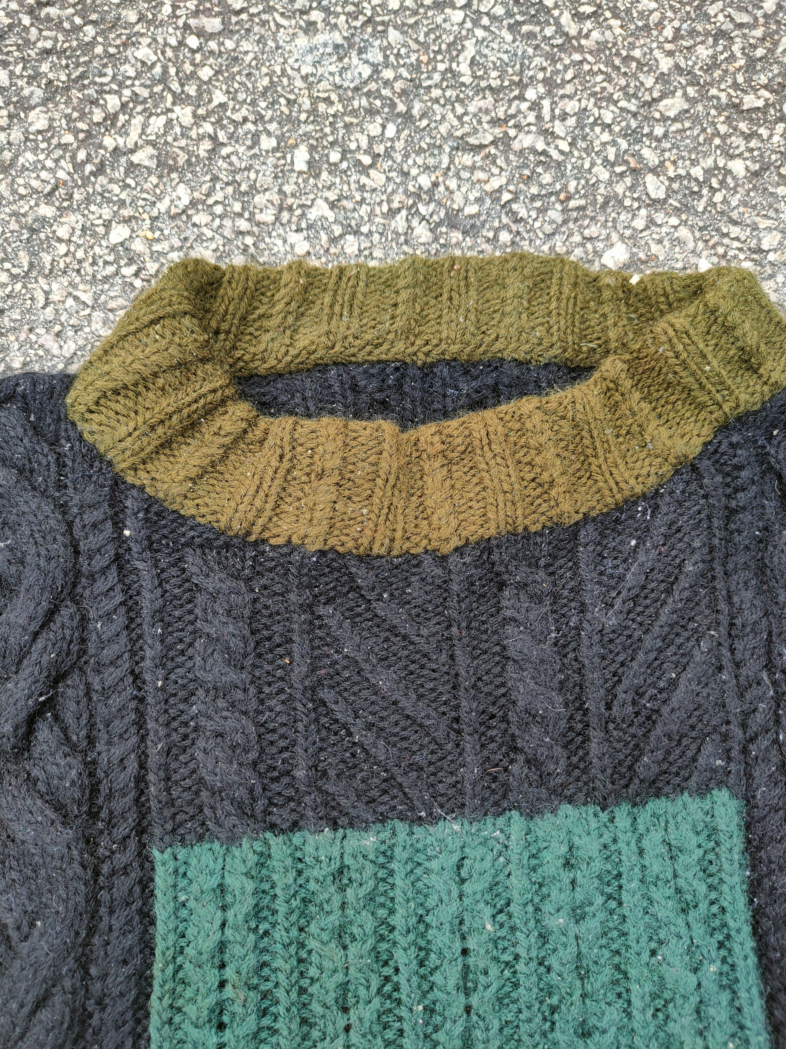 Aran Isles Knitwear DLL Japan Art handmade cable knitwear patchwork #S2803T Size US M / EU 48-50 / 2 - 9 Thumbnail