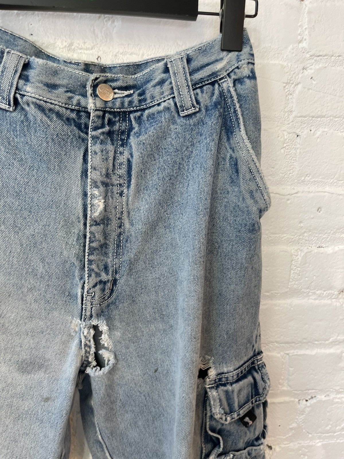 Vintage Vintage THRASHED Cargo Blue Jeans fits 29-31 Size US 30 / EU 46 - 8 Thumbnail