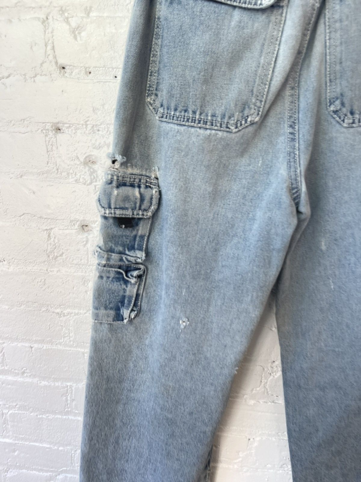 Vintage Vintage THRASHED Cargo Blue Jeans fits 29-31 Size US 30 / EU 46 - 13 Thumbnail