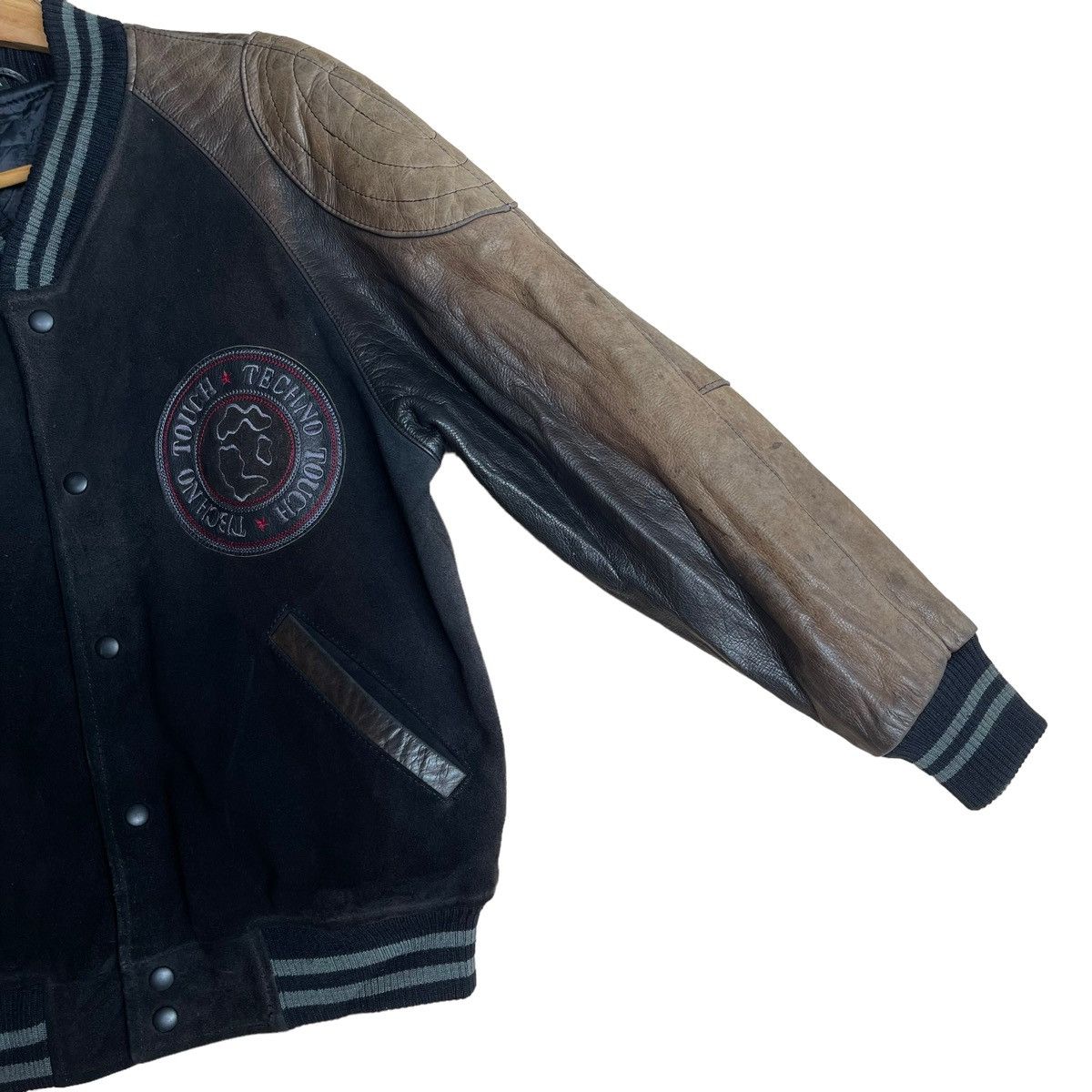 Japanese Brand Techno Touch Sun Faded Varsity Leather Jacket Size M Size US M / EU 48-50 / 2 - 6 Thumbnail