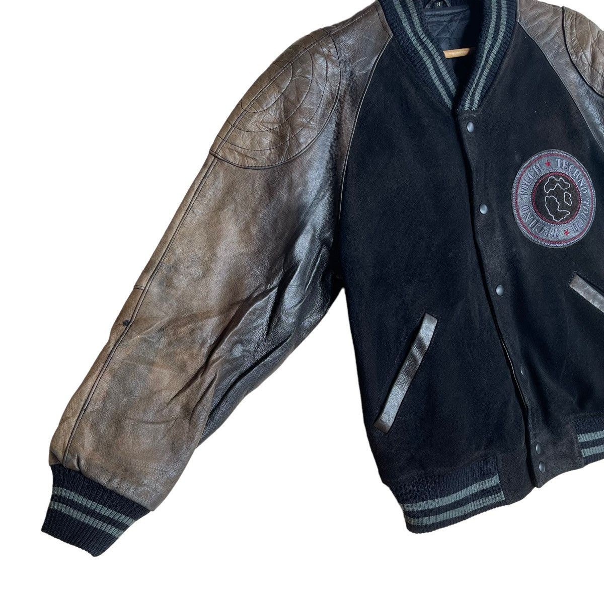 Japanese Brand Techno Touch Sun Faded Varsity Leather Jacket Size M Size US M / EU 48-50 / 2 - 7 Thumbnail