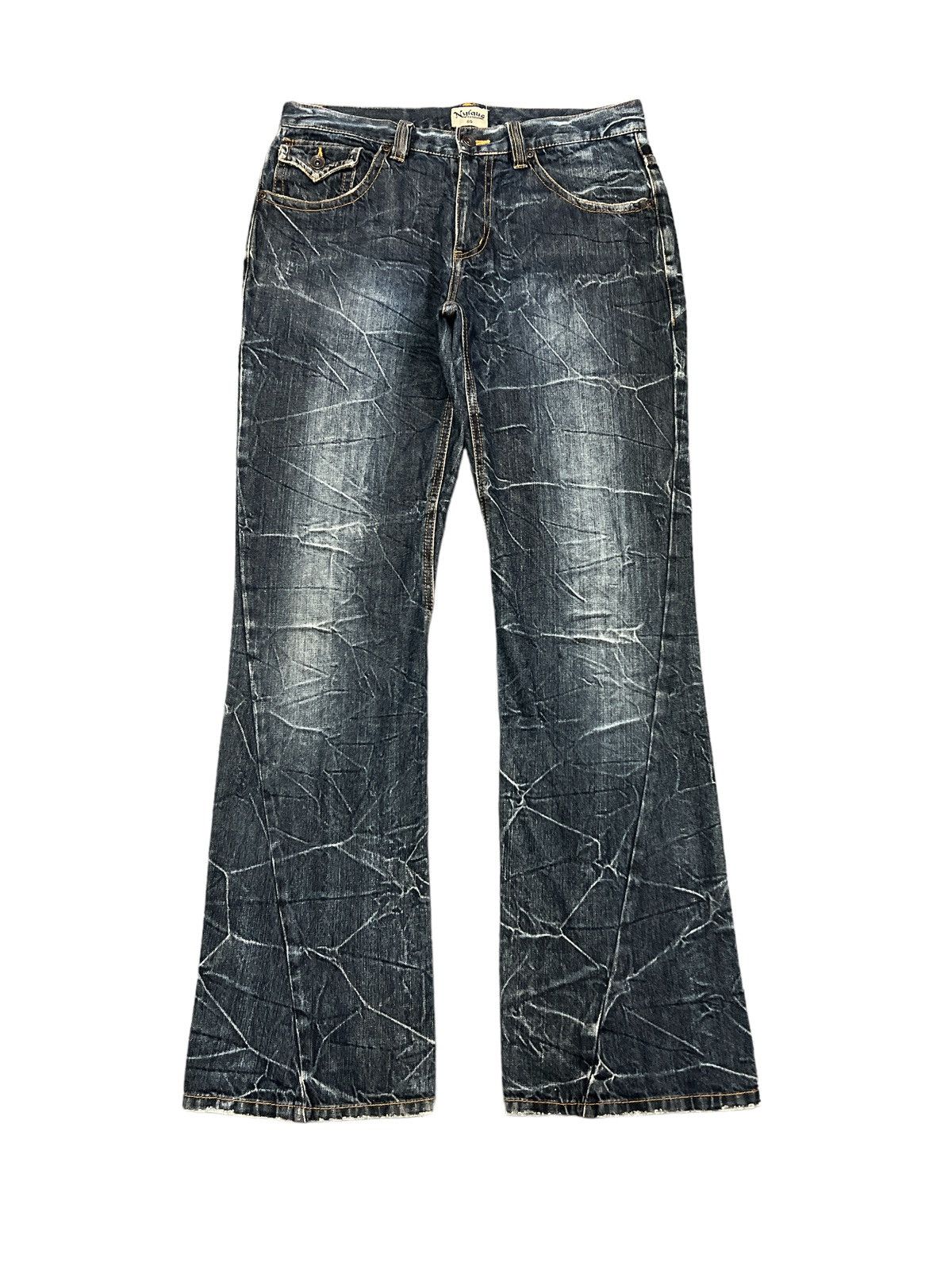 Japanese Brand FLARED💥NYLAUS TWIST DISTRESSED DENIM PANT Size US 32 / EU 48 - 1 Thumbnail