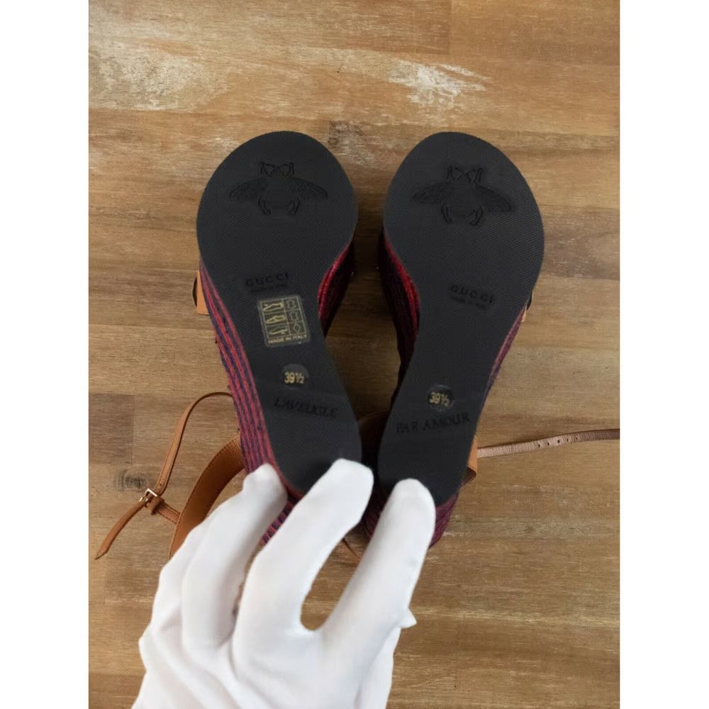 Gucci GUCCI Lifford cognac GG platform wedge espadrille sandals Size US 9.5 / IT 39.5 - 6 Thumbnail