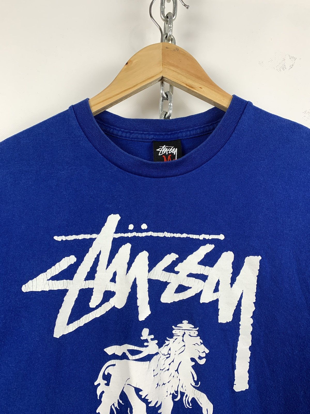 Stussy 00s Vintage Stussy Lion Graphic Navy Blue T-Shirt Size US S / EU 44-46 / 1 - 4 Thumbnail