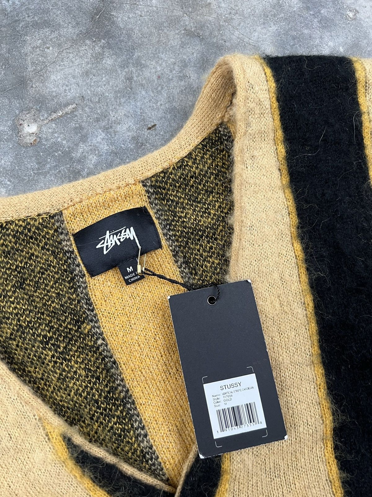 Stussy Stussy Verticle Stripe Gold + Black Mohair Cardigan Medium Size US M / EU 48-50 / 2 - 3 Thumbnail