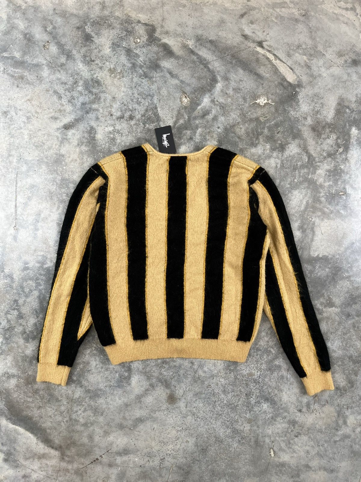 Stussy Stussy Verticle Stripe Gold + Black Mohair Cardigan Medium Size US M / EU 48-50 / 2 - 4 Thumbnail