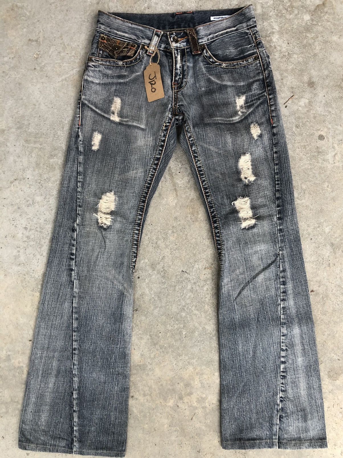 semanticdesign Semantic Design Snake Skin Leather Flared Jeans Distressed Size US 31 - 1 Thumbnail