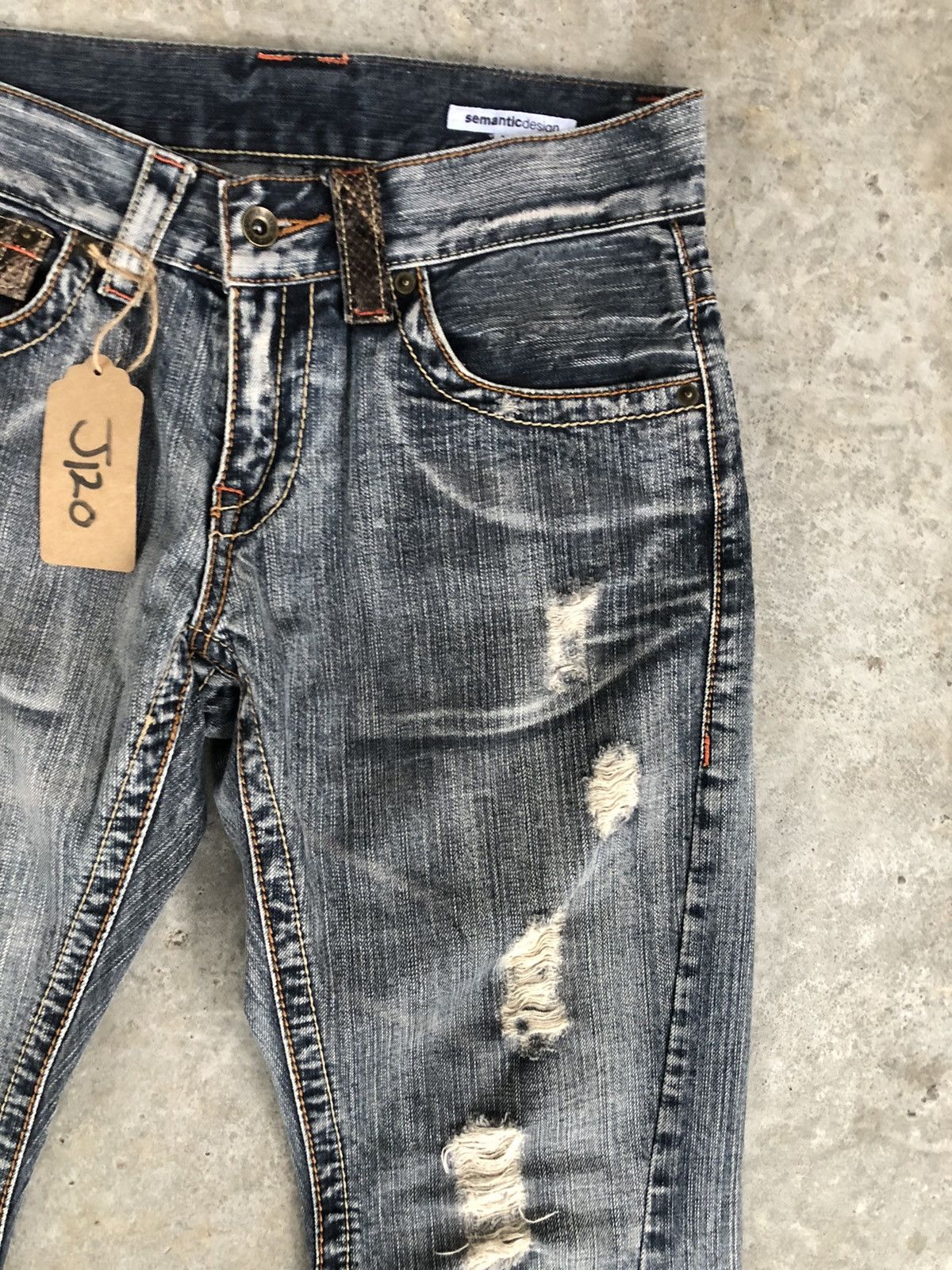 semanticdesign Semantic Design Snake Skin Leather Flared Jeans Distressed Size US 31 - 4 Thumbnail
