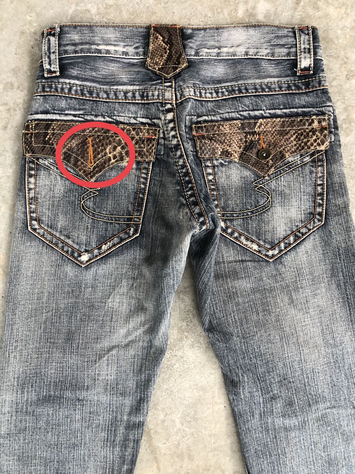 semanticdesign Semantic Design Snake Skin Leather Flared Jeans Distressed Size US 31 - 16 Thumbnail