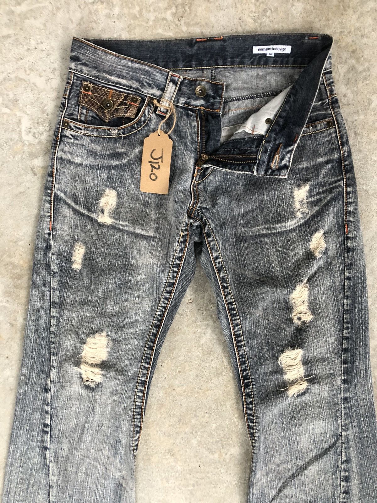 semanticdesign Semantic Design Snake Skin Leather Flared Jeans Distressed Size US 31 - 3 Thumbnail
