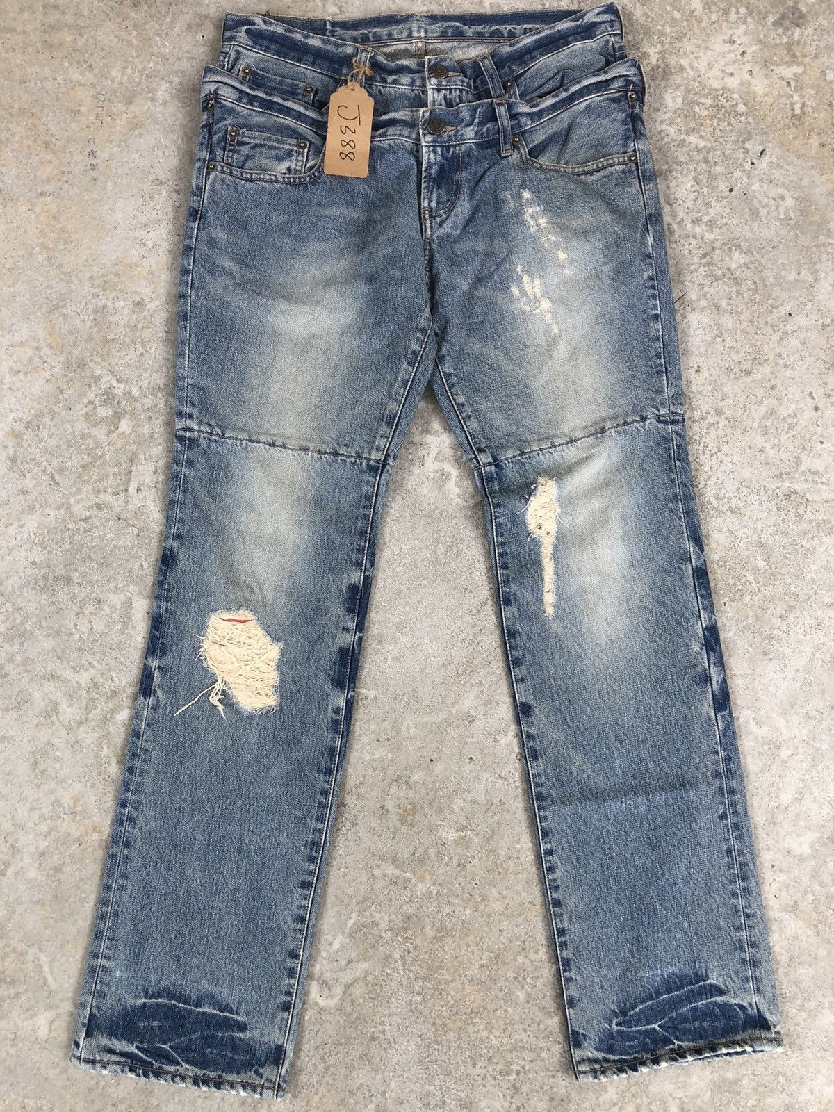 PPFM PPFM Double Waist Distressed Jeans Size US 32 / EU 48 - 1 Thumbnail