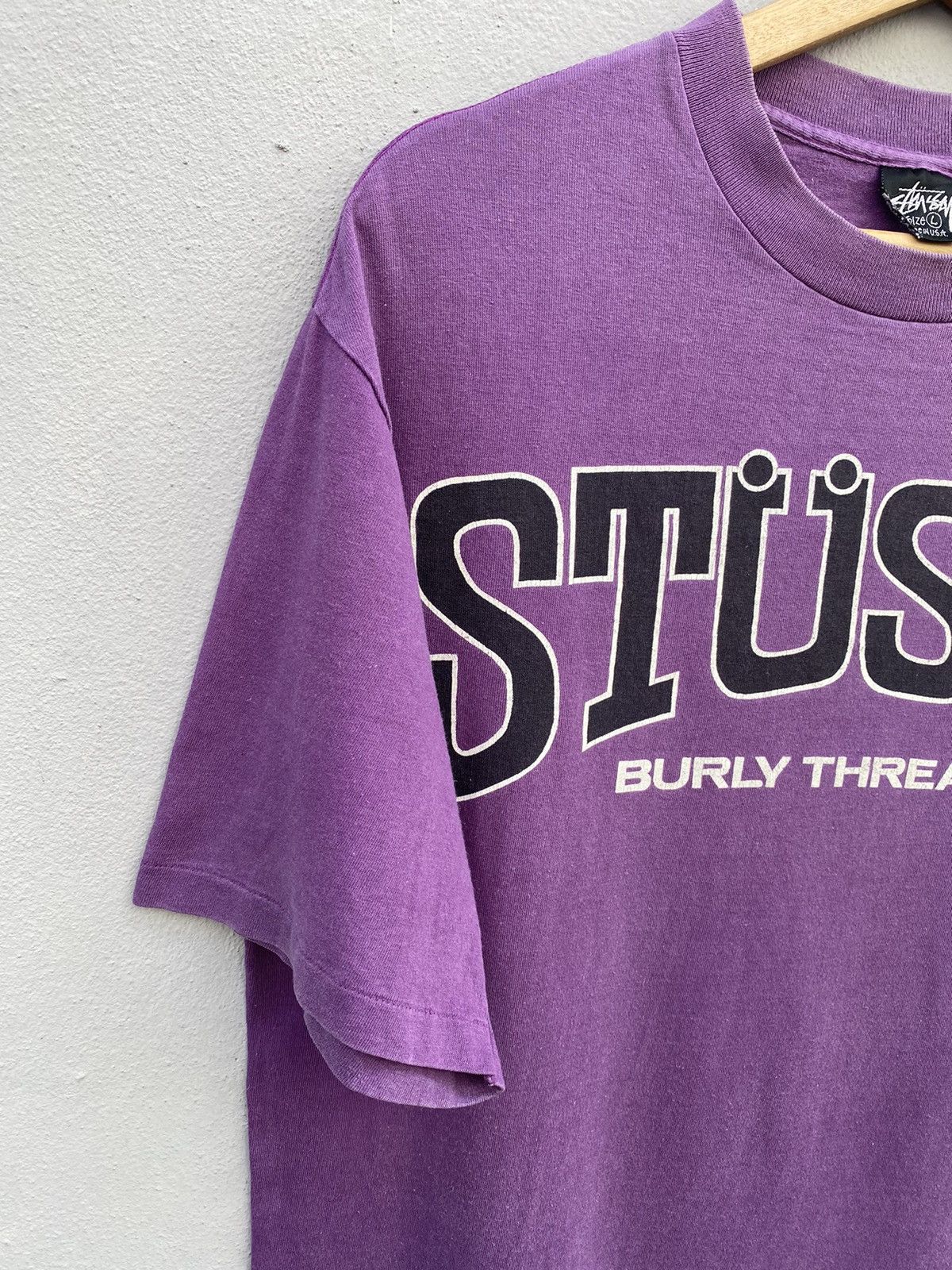 Stussy × Vintage 💜RARE💜 Vintage 1980s STÜSSY Burly Threads Single Stitch Tee Size US L / EU 52-54 / 3 - 4 Thumbnail
