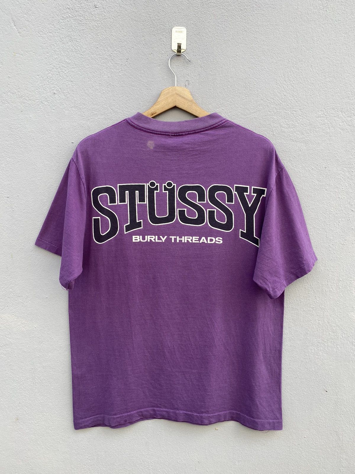 Stussy × Vintage 💜RARE💜 Vintage 1980s STÜSSY Burly Threads Single Stitch Tee Size US L / EU 52-54 / 3 - 10 Thumbnail