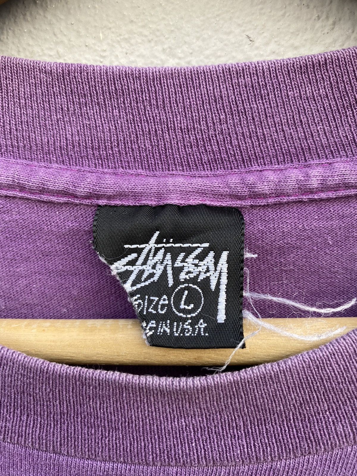 Stussy × Vintage 💜RARE💜 Vintage 1980s STÜSSY Burly Threads Single Stitch Tee Size US L / EU 52-54 / 3 - 6 Thumbnail