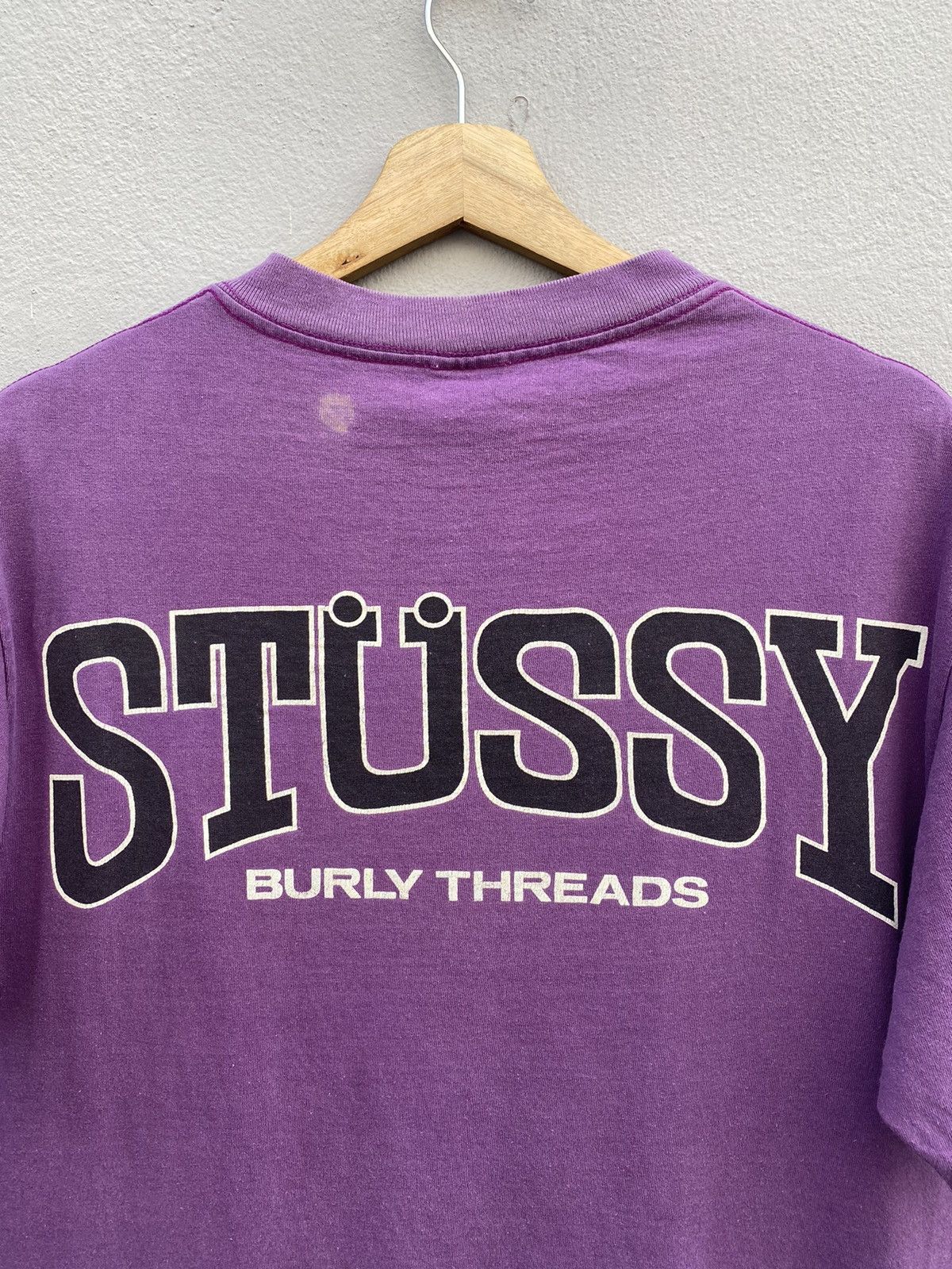 Stussy × Vintage 💜RARE💜 Vintage 1980s STÜSSY Burly Threads Single Stitch Tee Size US L / EU 52-54 / 3 - 11 Thumbnail