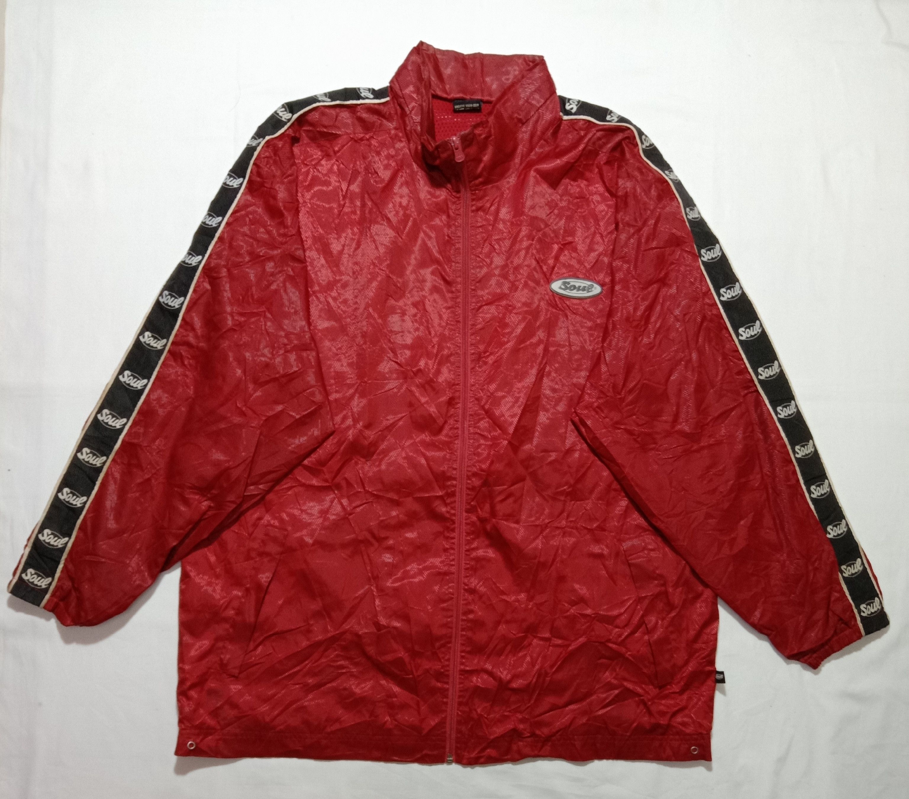 Japanese Brand × Vintage Soul Rap Hip Hop Red Windbreaker Jacket Embroidery Logo Size US XL / EU 56 / 4 - 1 Thumbnail