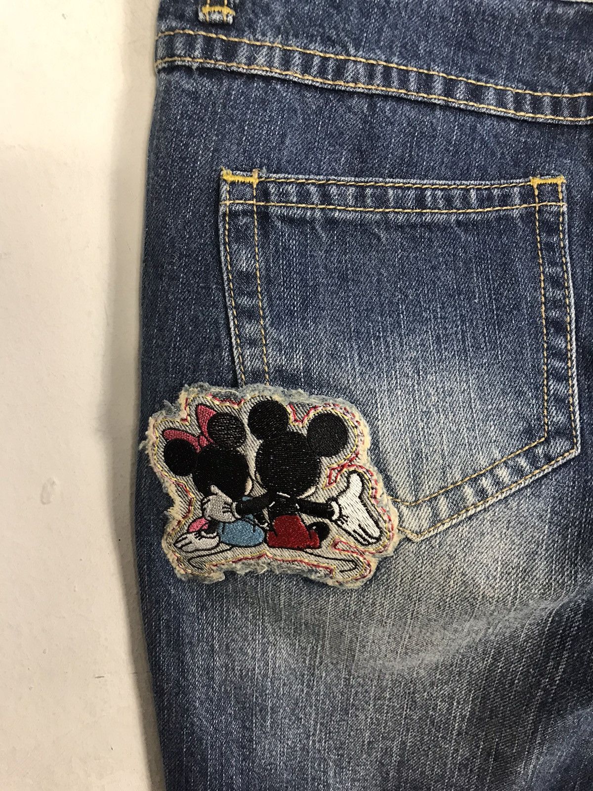 Disney Disney Mickey Mouse Patches Denim Pants Indigo Jeans K1143j Size 31" - 4 Thumbnail