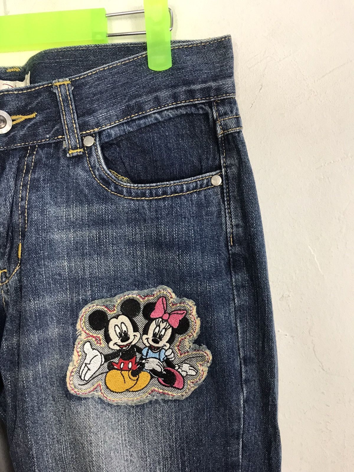 Disney Disney Mickey Mouse Patches Denim Pants Indigo Jeans K1143j Size 31" - 5 Thumbnail