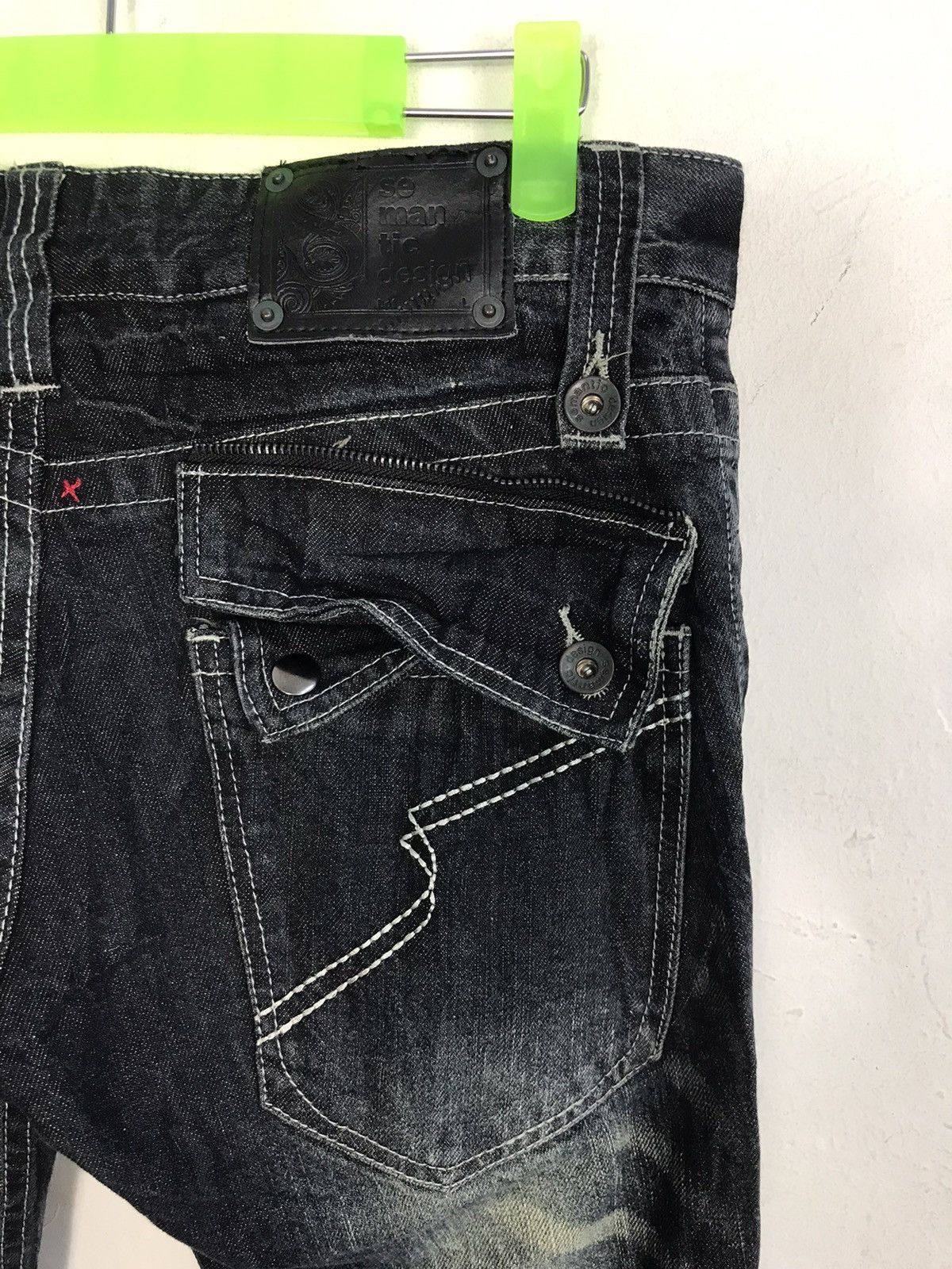 Japanese Brand × Vintage Semantic Design Pasta Denim Pants Distressed Denim Punk Size 31" - 9 Thumbnail