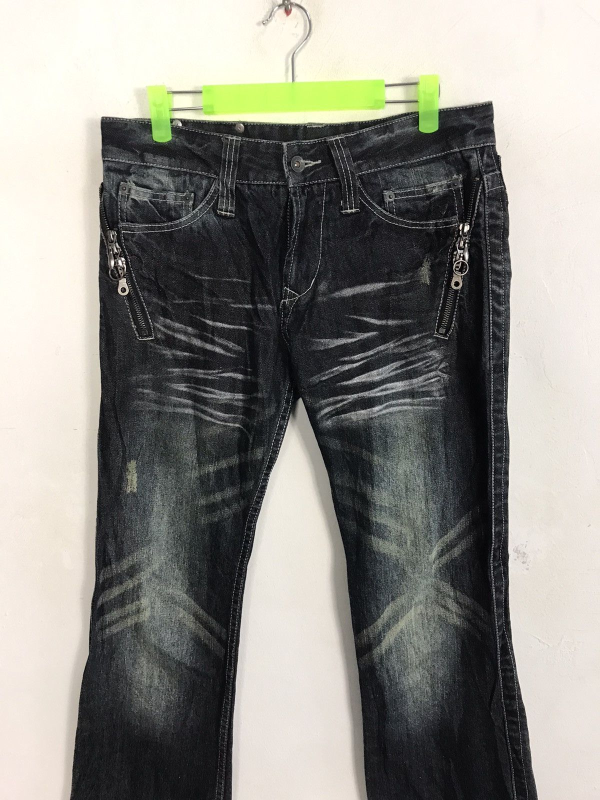 Japanese Brand × Vintage Semantic Design Pasta Denim Pants Distressed Denim Punk Size 31" - 3 Thumbnail