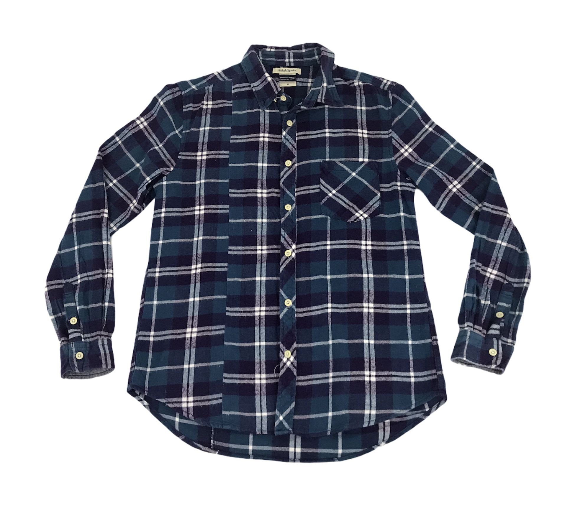 Flannel × Japanese Brand Vintage Style Hub & Spoke Flannel Unique Square Plaid Check Size US M / EU 48-50 / 2 - 1 Thumbnail