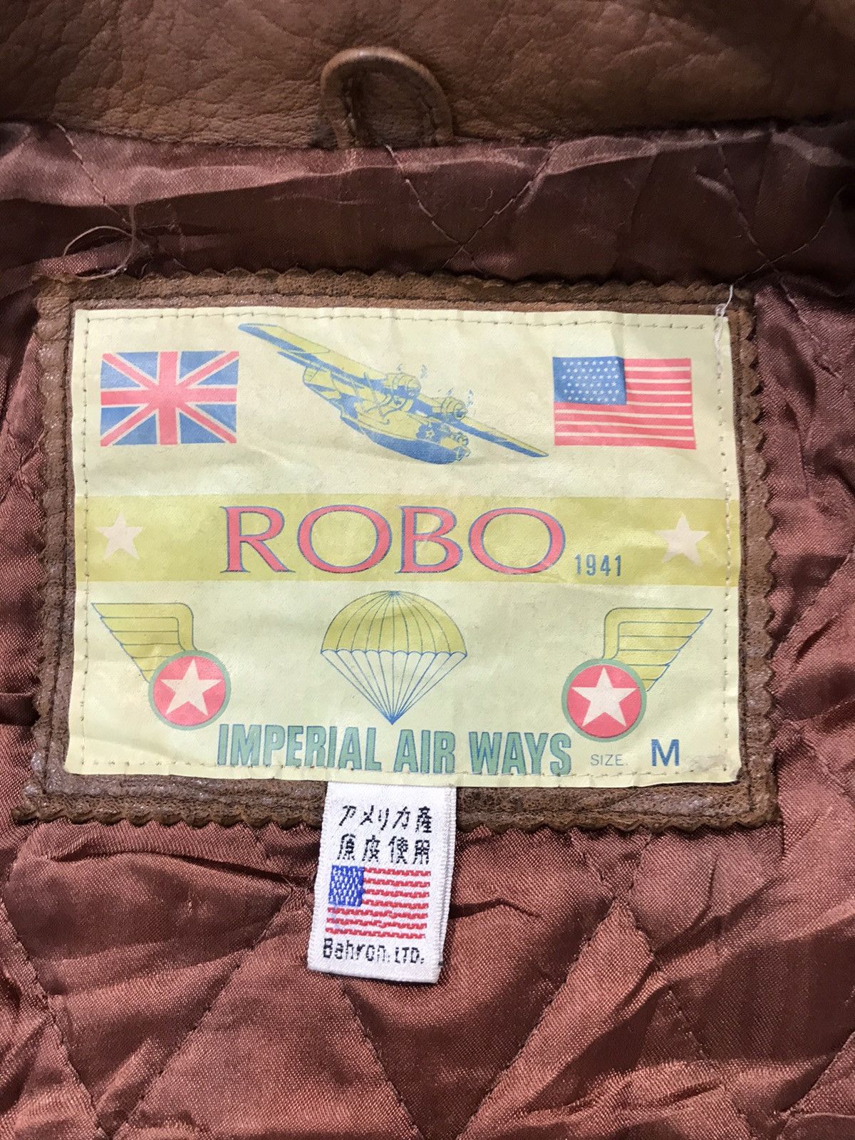 Genuine Leather × Vintage Robo Imperial Air Ways Aviator Leather Jacket Padded K1137j Size US M / EU 48-50 / 2 - 5 Thumbnail