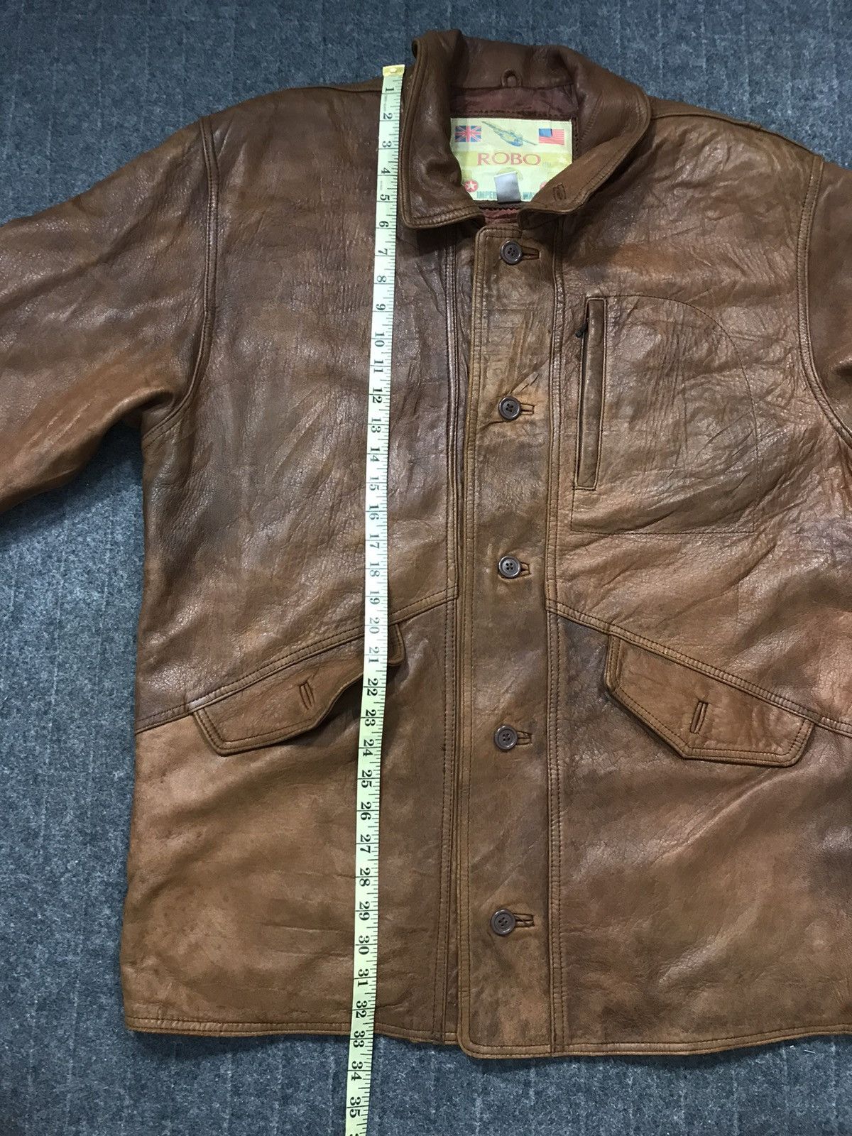 Genuine Leather × Vintage Robo Imperial Air Ways Aviator Leather Jacket Padded K1137j Size US M / EU 48-50 / 2 - 10 Thumbnail