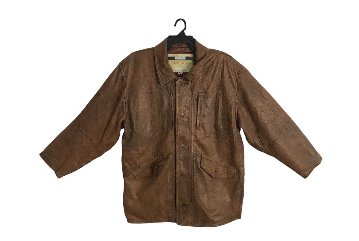 Genuine Leather × Vintage Robo Imperial Air Ways Aviator Leather Jacket Padded K1137j Size US M / EU 48-50 / 2 - 1 Thumbnail
