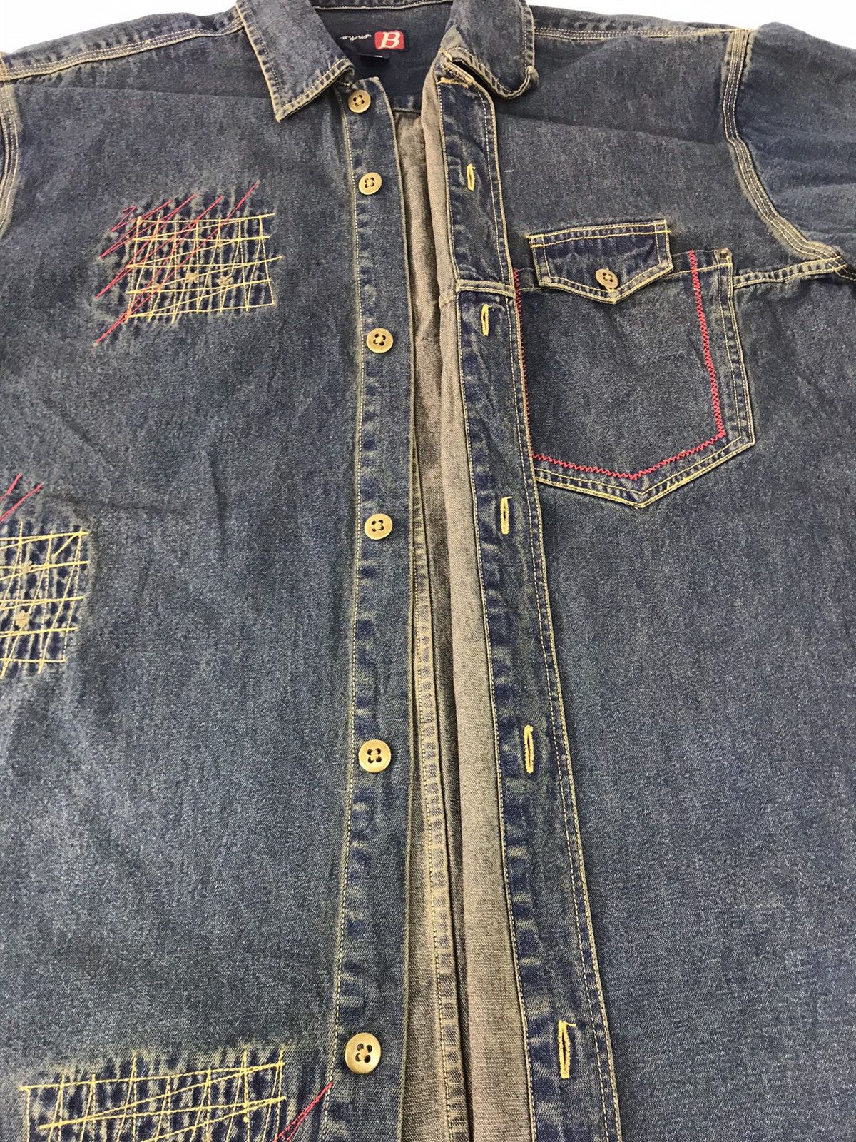 Vintage B Design Western Denim Jeans Patchwork Jacket Button Up Size US L / EU 52-54 / 3 - 4 Thumbnail