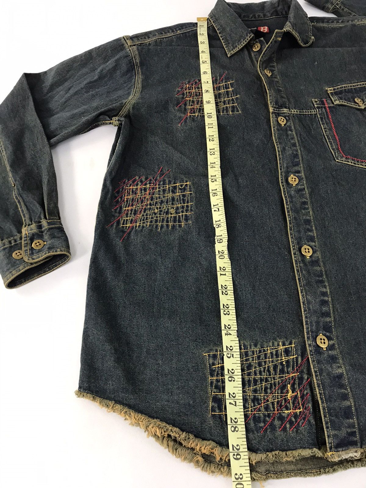 Vintage B Design Western Denim Jeans Patchwork Jacket Button Up Size US L / EU 52-54 / 3 - 10 Thumbnail