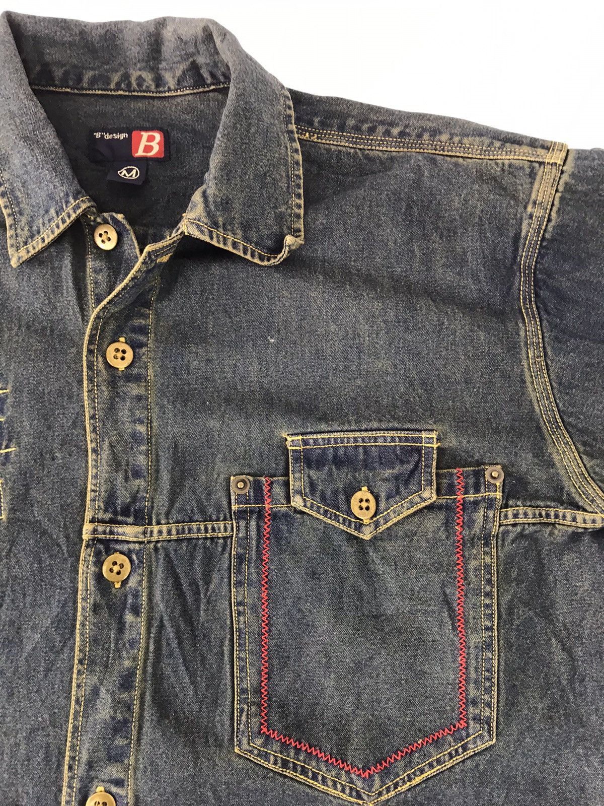 Vintage B Design Western Denim Jeans Patchwork Jacket Button Up Size US L / EU 52-54 / 3 - 3 Thumbnail
