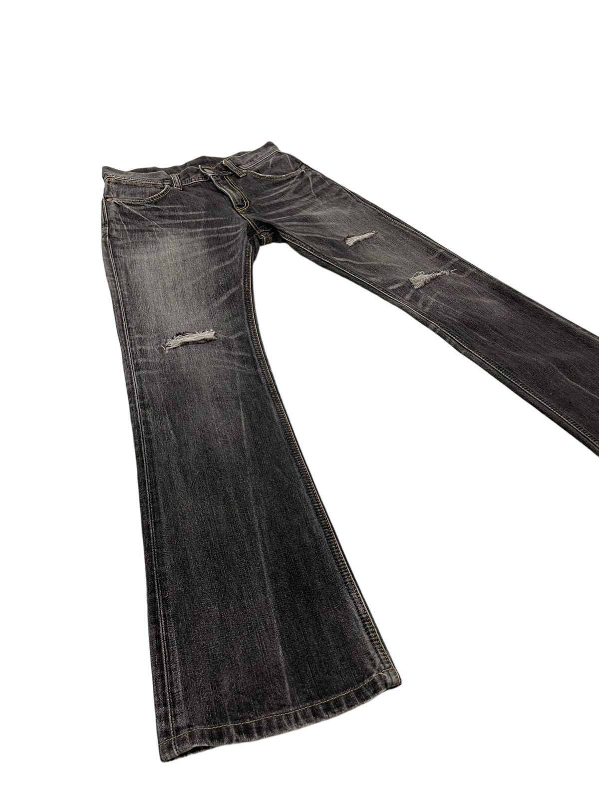 Japanese Brand Flare Jeans Wrangler Distress Denim Acid Wash Boot Cut 1🟦7 Size US 31 - 1 Thumbnail
