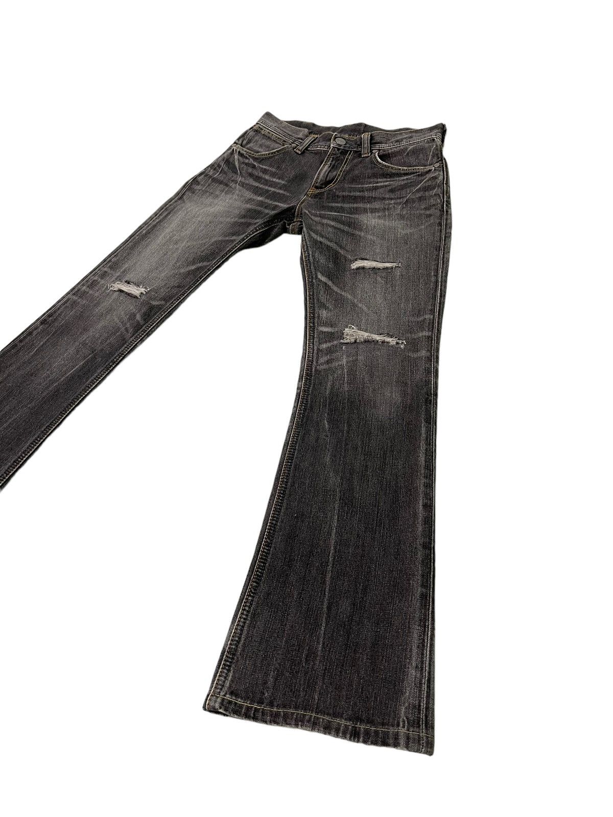 Japanese Brand Flare Jeans Wrangler Distress Denim Acid Wash Boot Cut 1🟦7 Size US 31 - 3 Thumbnail