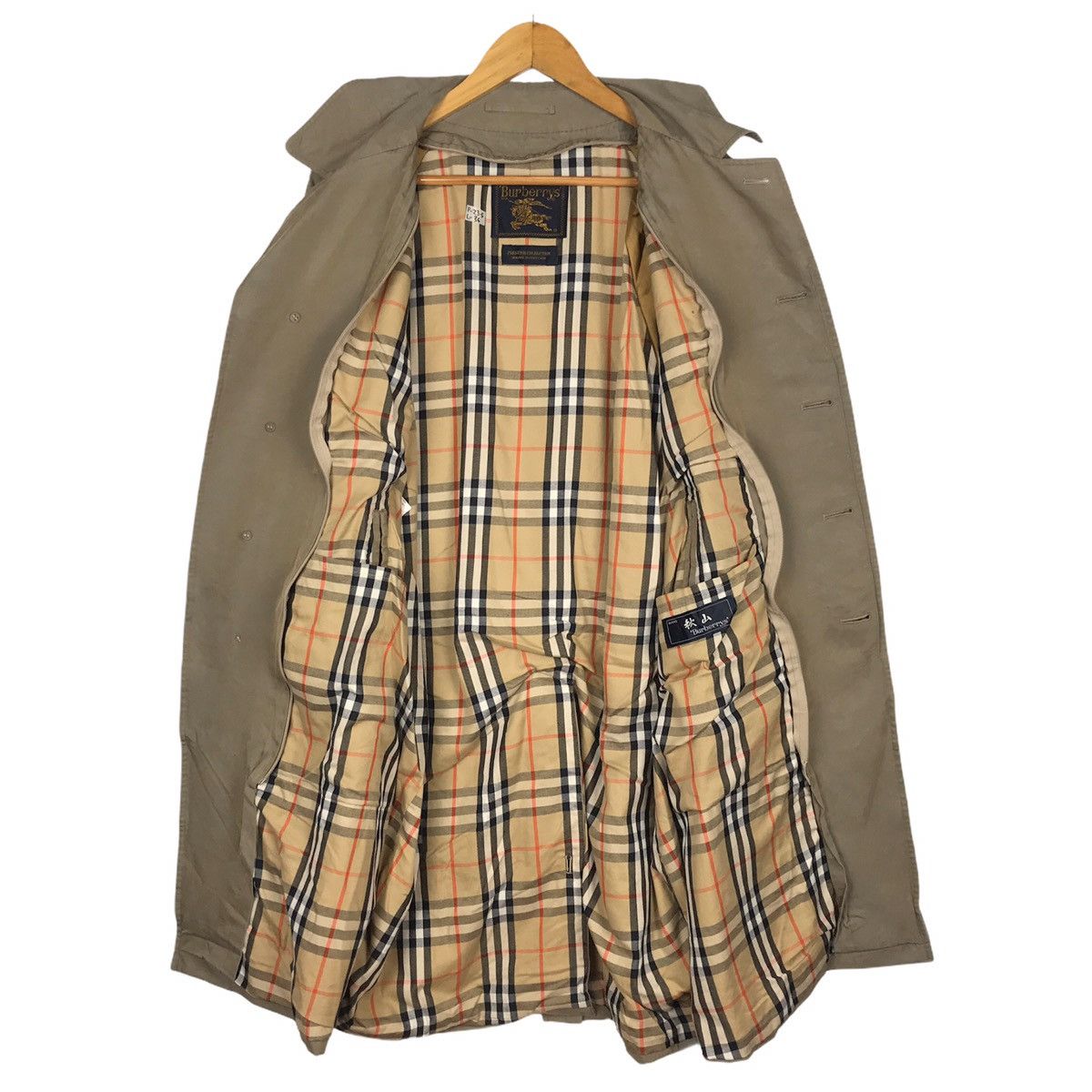 Burberry × Vintage Burberrys Long Coat Wax Cotton Nova Check Inside Jacket Size US L / EU 52-54 / 3 - 3 Thumbnail