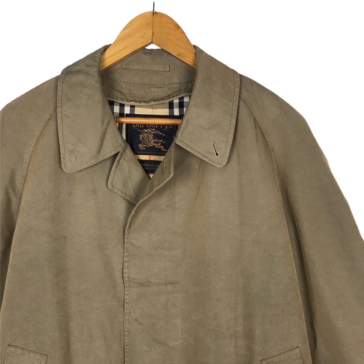 Burberry × Vintage Burberrys Long Coat Wax Cotton Nova Check Inside Jacket Size US L / EU 52-54 / 3 - 5 Thumbnail