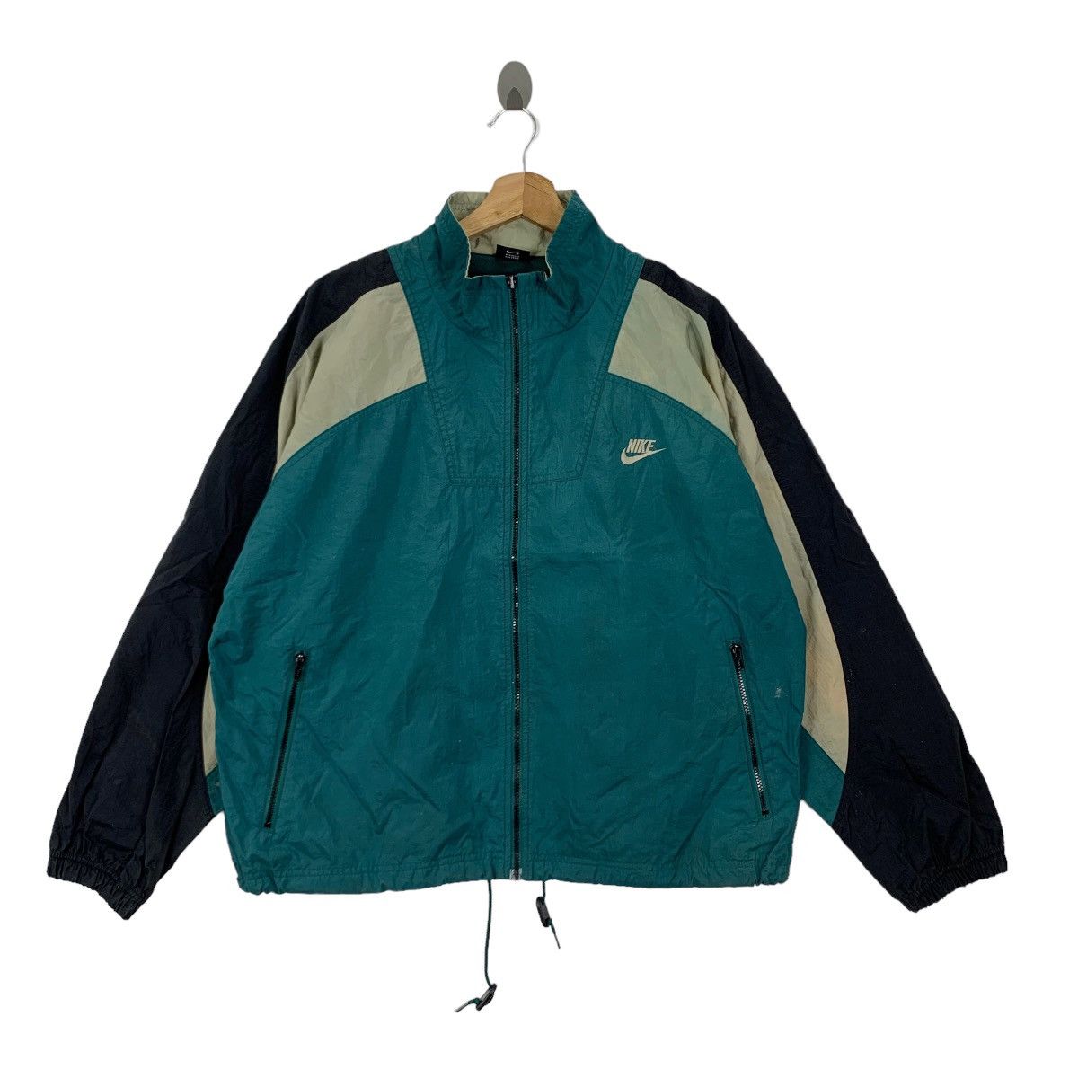 Nike × Vintage Vintage 90s Nike Swoosh Windbreaker Zipper Jacket Size US XL / EU 56 / 4 - 1 Thumbnail