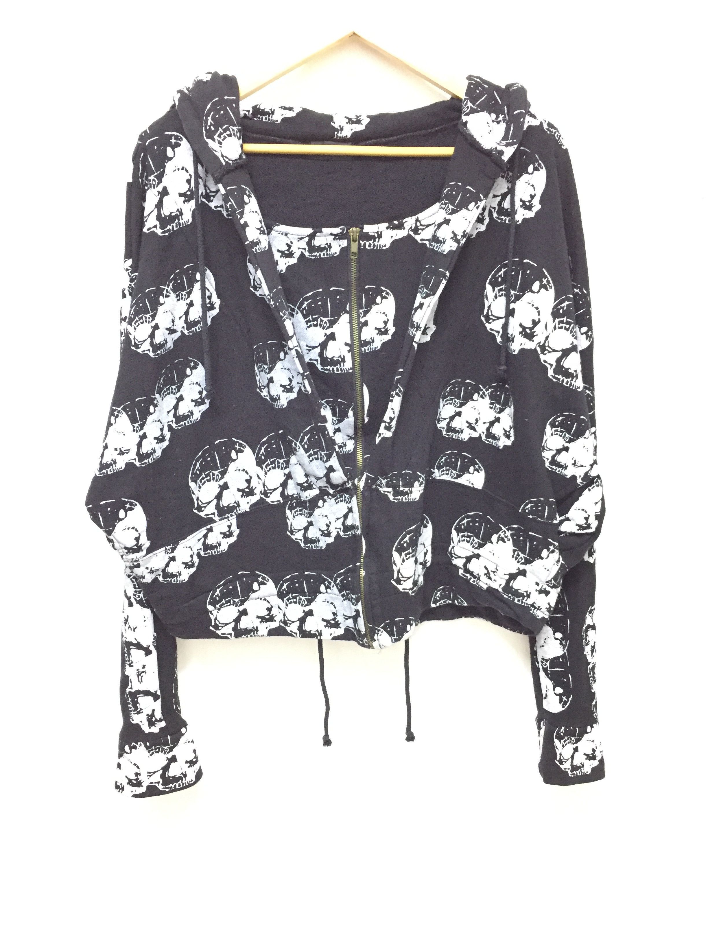 Japanese Brand Glad News japan Skull oversize crop hoodie Size M / US 6-8 / IT 42-44 - 2 Thumbnail