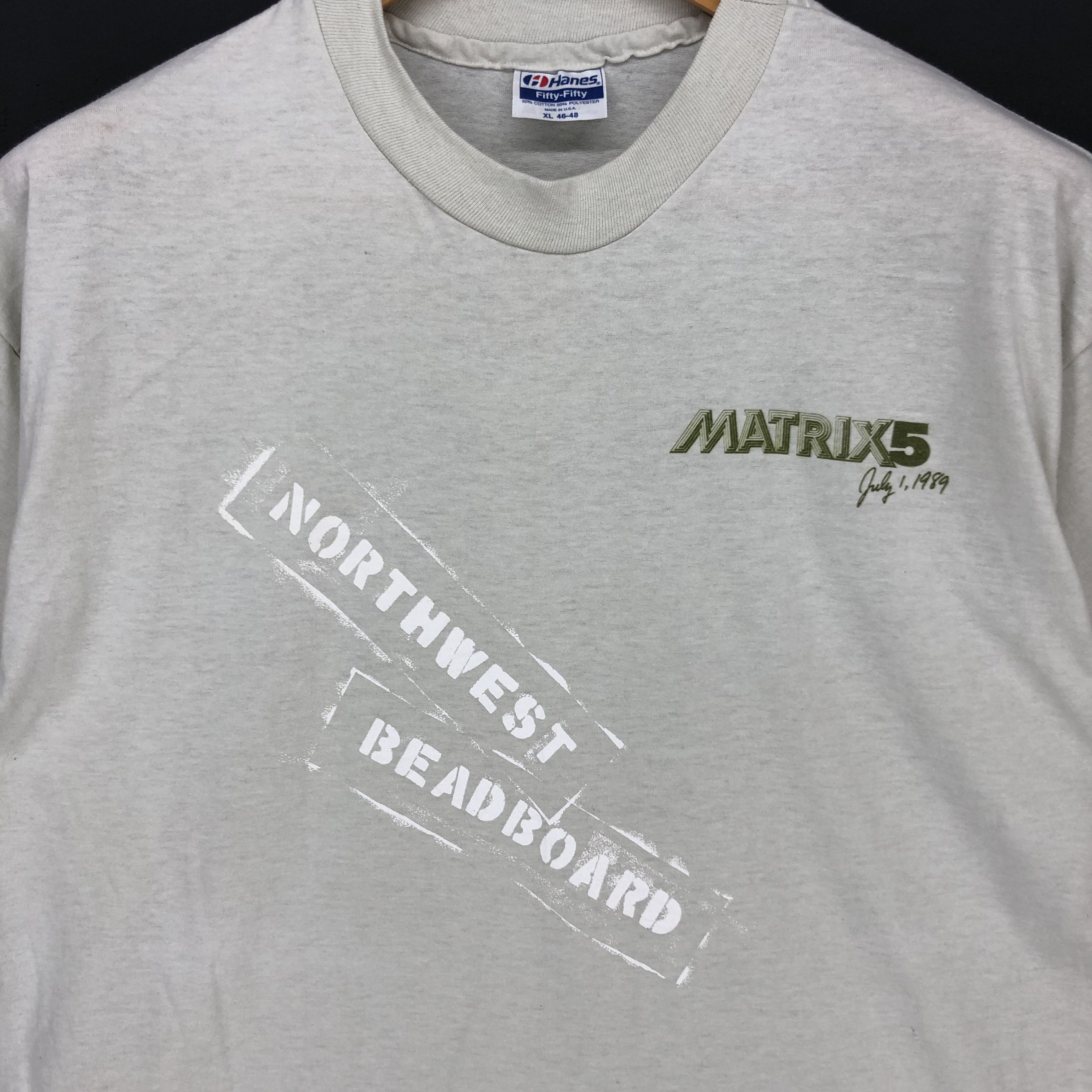Hanes 80s Vintage MATRIX 5 Crew Neck T Shirt #1285-44 Size US L / EU 52-54 / 3 - 2 Thumbnail