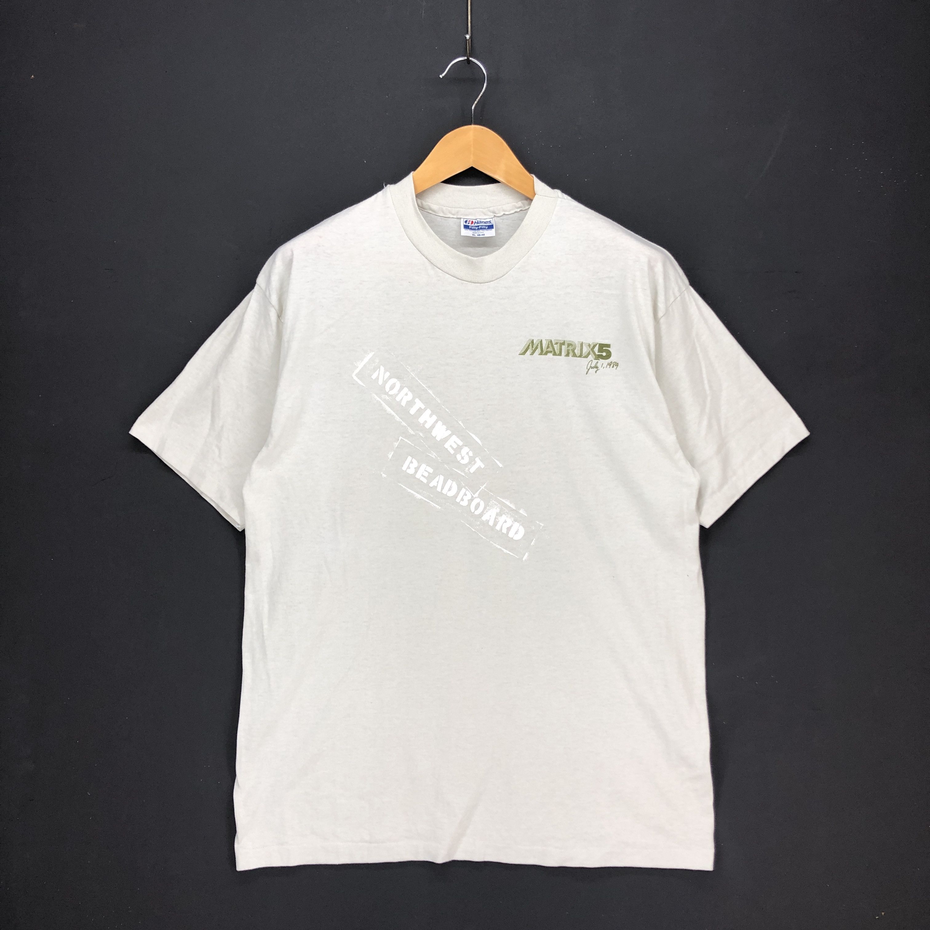 Hanes 80s Vintage MATRIX 5 Crew Neck T Shirt #1285-44 Size US L / EU 52-54 / 3 - 1 Thumbnail