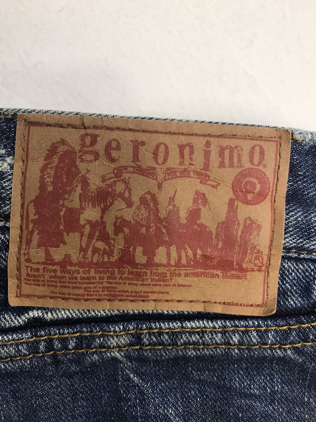 Indian Motorcycle Vtg Denim Apache Geronimo Mind Of Usa Leather Pocket Beck Size US 32 / EU 48 - 13 Thumbnail