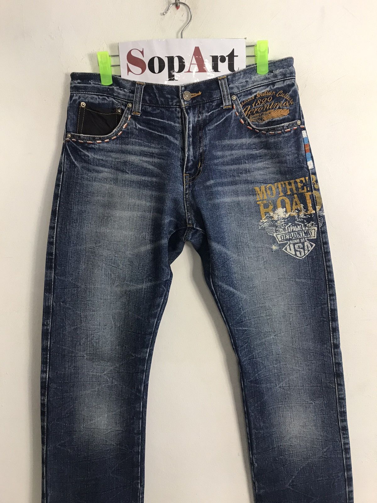 Indian Motorcycle Vtg Denim Apache Geronimo Mind Of Usa Leather Pocket Beck Size US 32 / EU 48 - 3 Thumbnail