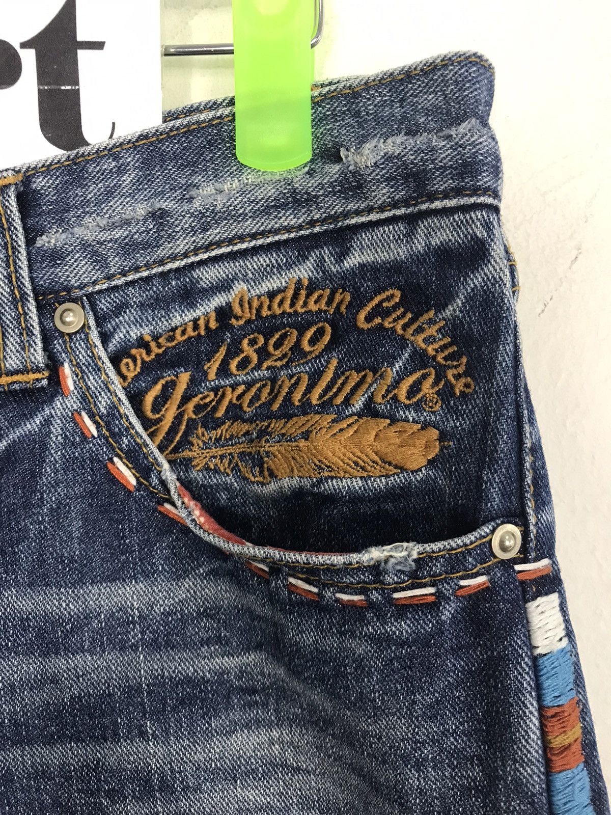 Indian Motorcycle Vtg Denim Apache Geronimo Mind Of Usa Leather Pocket Beck Size US 32 / EU 48 - 5 Thumbnail