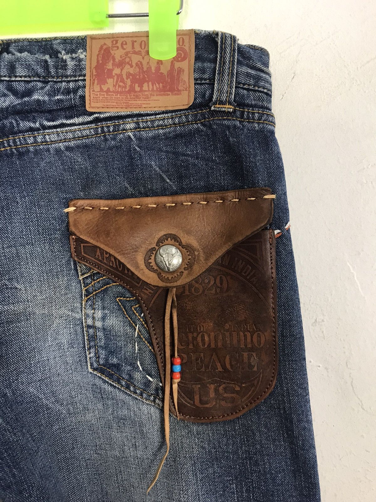 Indian Motorcycle Vtg Denim Apache Geronimo Mind Of Usa Leather Pocket Beck Size US 32 / EU 48 - 10 Thumbnail
