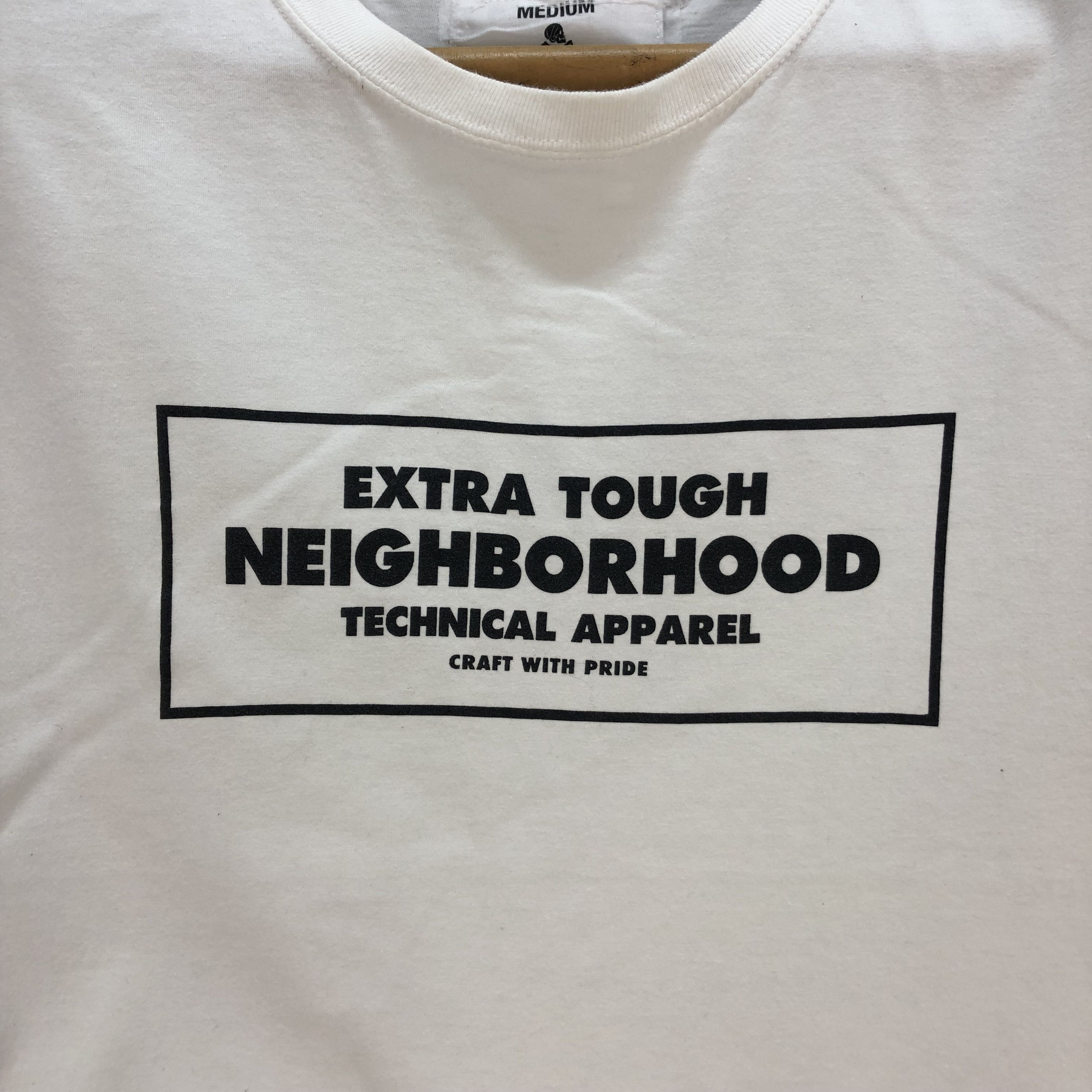Japanese Brand NEIGHBORHOOD BIG LOGO WHITE T SHIRT #6602-76 Size M / US 6-8 / IT 42-44 - 3 Thumbnail