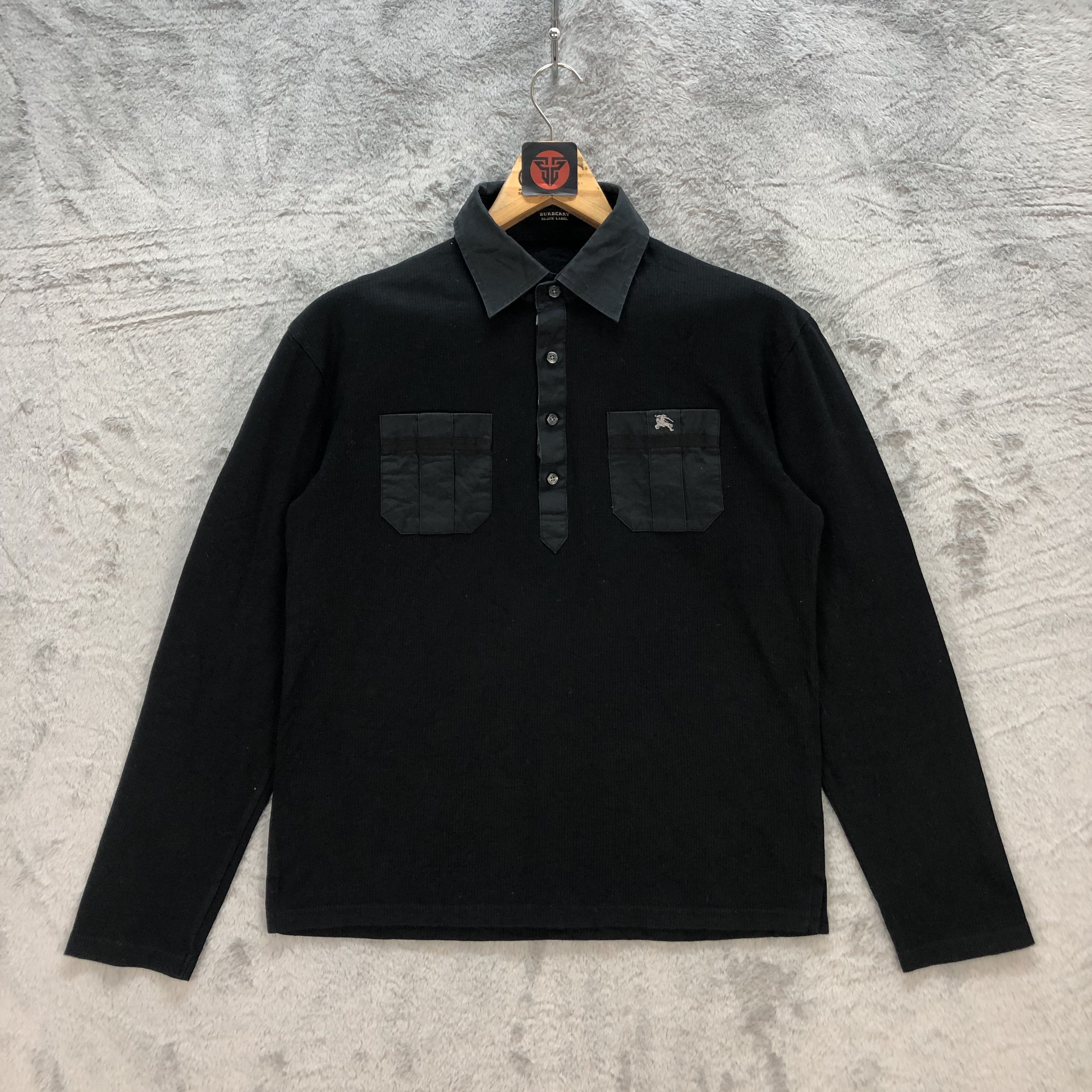 BURBERRY BLACK LABEL LONG SLEEVE CROPPED POLO SHIRT #6603-76