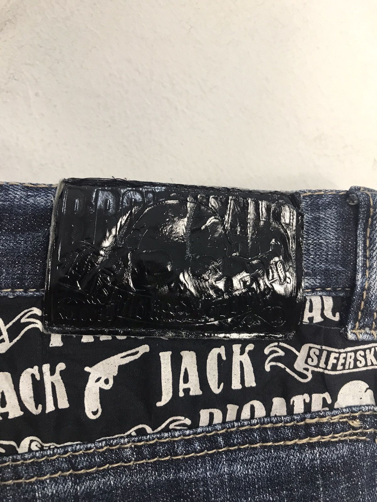 Blackjack Vintage Black Jack Printed Skull Pocket Jeans Design Size US 30 / EU 46 - 14 Thumbnail