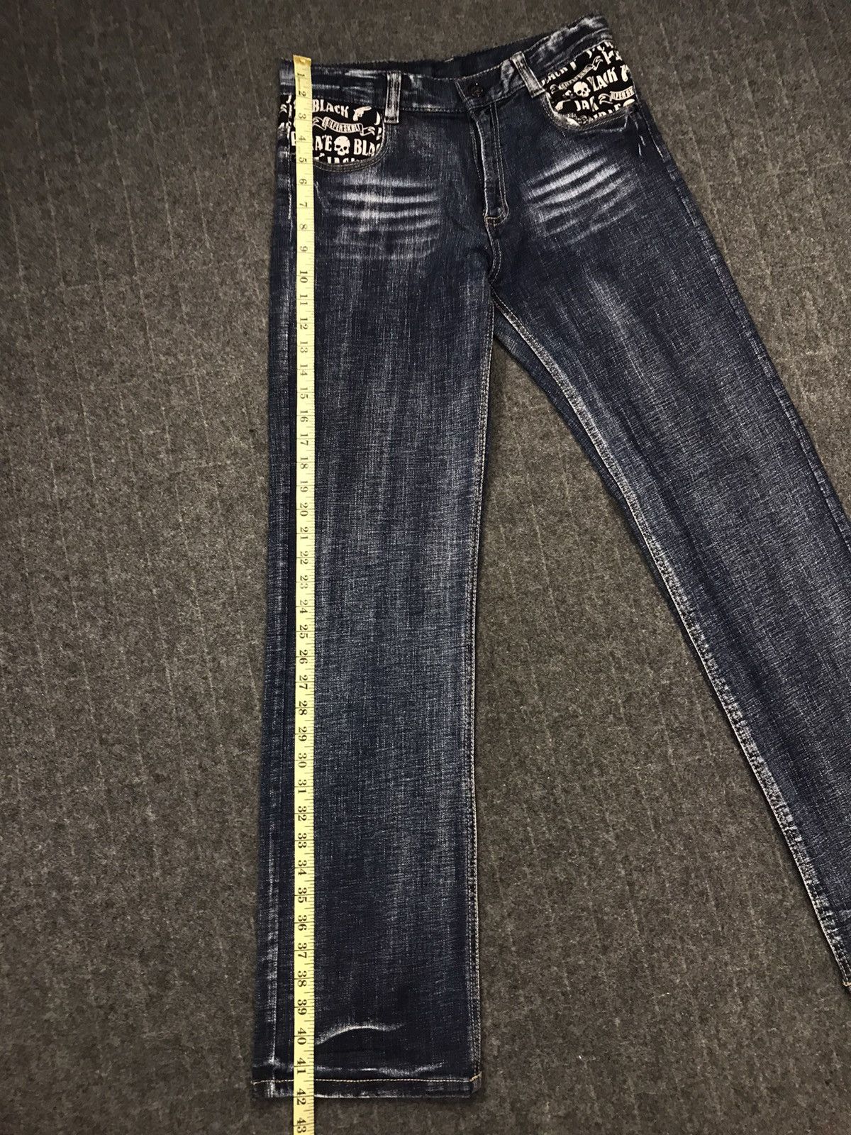 Blackjack Vintage Black Jack Printed Skull Pocket Jeans Design Size US 30 / EU 46 - 22 Thumbnail